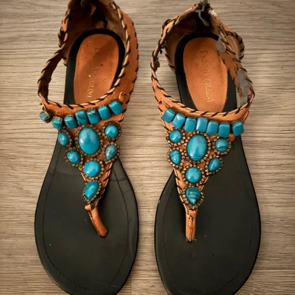 Enzo Angeiolini Turquoise Sandals Size 8.5 - Picture 2 of 3
